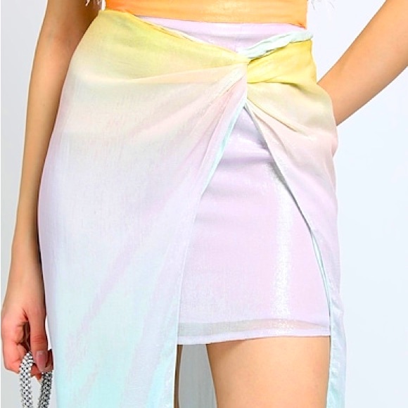 HP 🎉 Rococo Sand Free People Leal XL Purple Blue Ombre Chiffon Metallic Shimmer - Picture 5 of 15